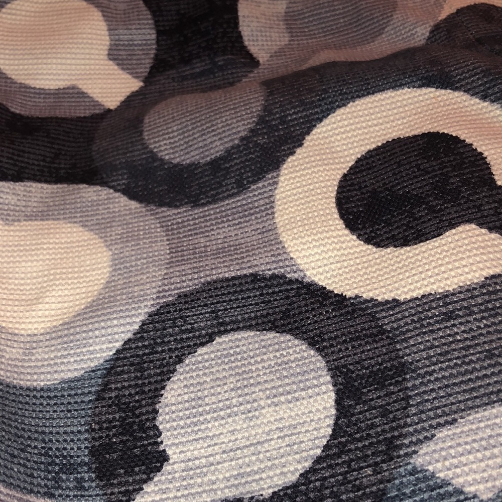 COACH OP ART shades of blue & white canvas with leather trim silver hardware - Picture 8 of 16